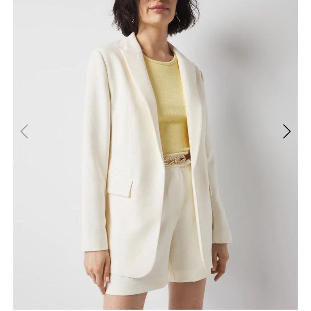 New White House Black Market Cream Open Front Blazer Size:2 Lined Vent Relaxed